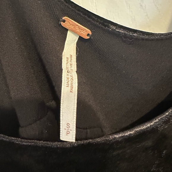 Free People Oh so Easy Black Velvet Babydoll mini Dress Long Sleeve Size Small - Picture 6 of 9